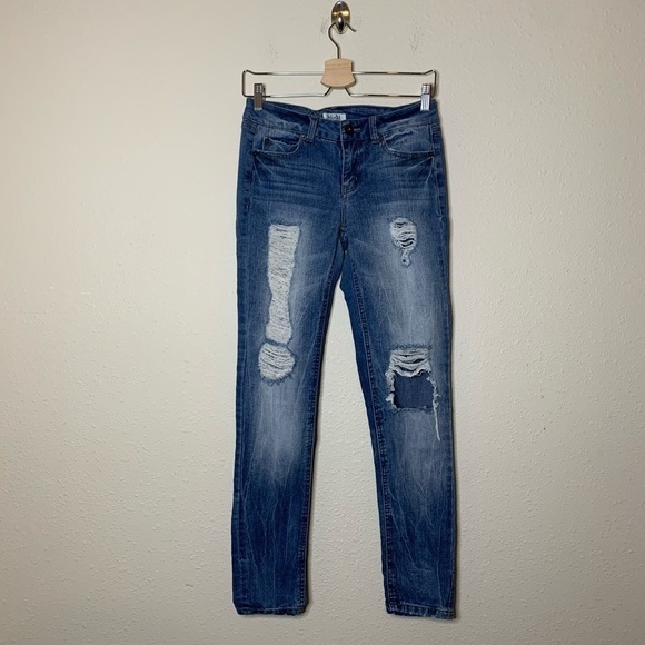 MUDD Light Wash Distressed Skinny Denim Jeans - Picture 1 of 4